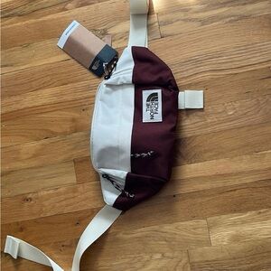 The North Face White and Brown Belt Bag